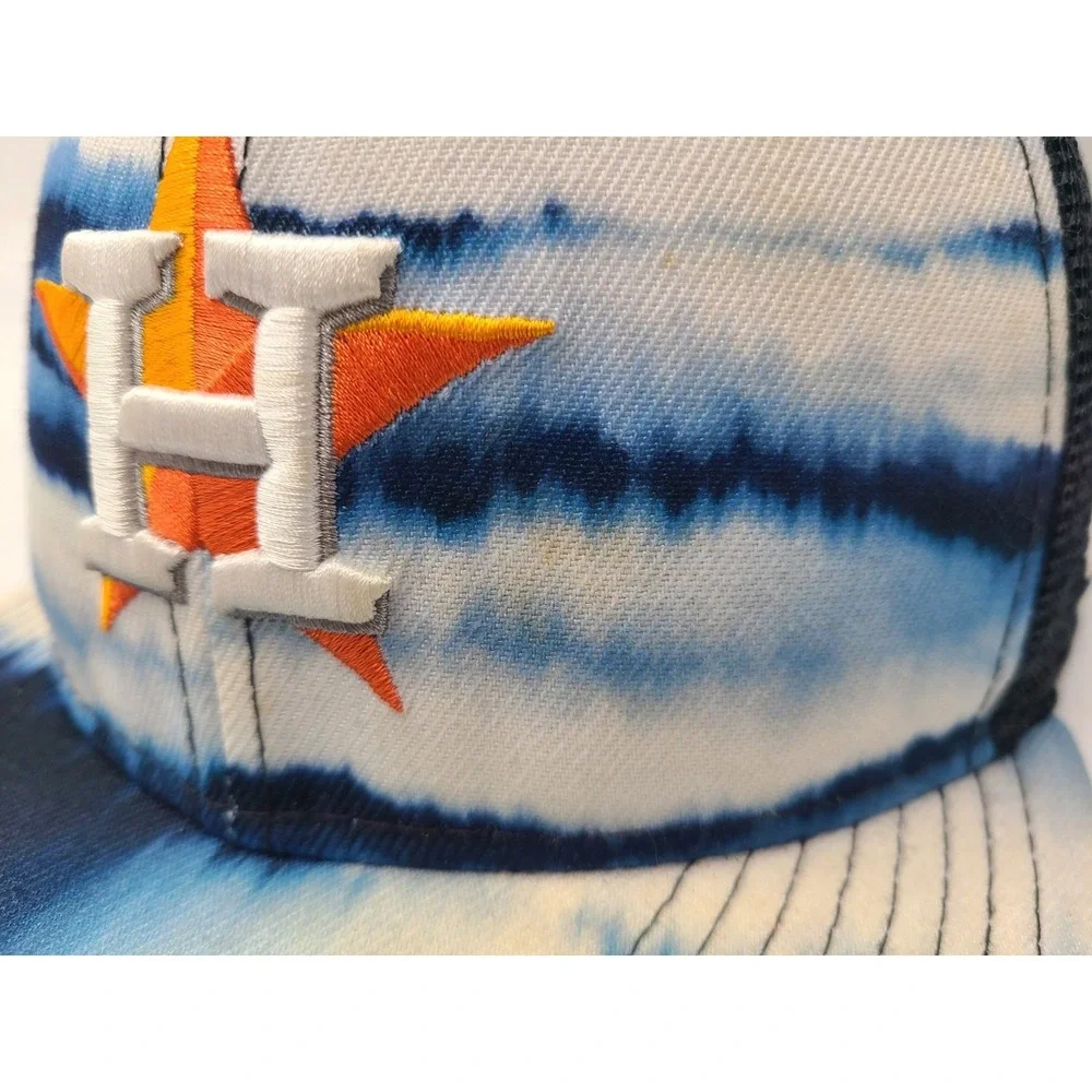 Houston Astros Tie Dye New Era 9Fifty Mesh Trucker‎ Snapback Hat Cap Blue White